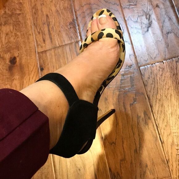 Kensie Ravette‎ Ankle Strap Leopard Peep Toes - Picture 1 of 7